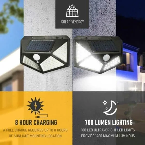 Solcellslampa med Rörelsesensor – Solcell Vägglampa Rörelsevakt Svart—pa