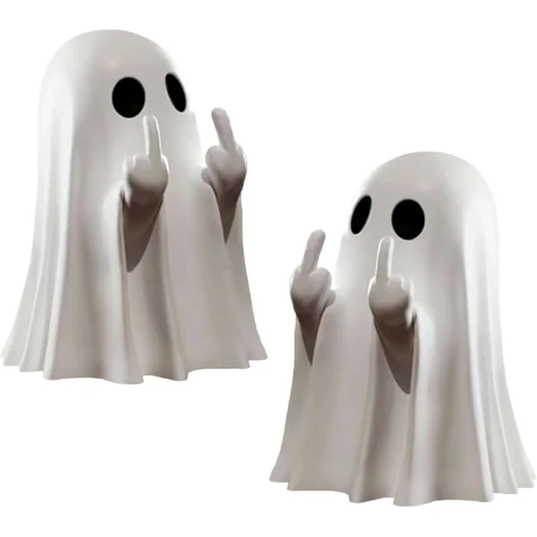 2 st Halloween Spöken med Långfinger - Oförskämda Roliga Spökprydnader för Fest, Kontorsbord, Buspresent, Spökhusdekor