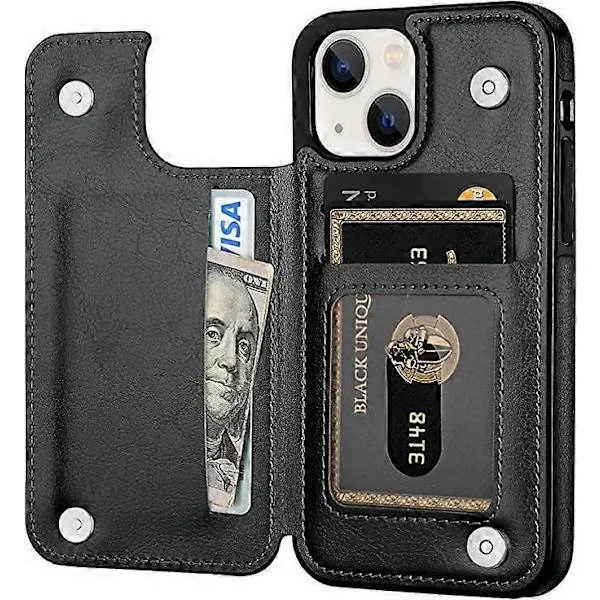 Designed for iPhone 13 Wallet Case, Soft PU Leather Card Holder with Stand Slim Flip Case for iPhone 13 6.1 Inch (Black)