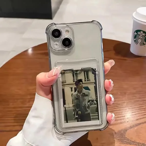 Telefonfodral kompatibelt med iPhone 16 15 14 13 Pro Max 11 12Mini X XR XS 7 8Plus 16E Transparent Kortplats Väska Hållare Stötsäkert Plånboksfodral