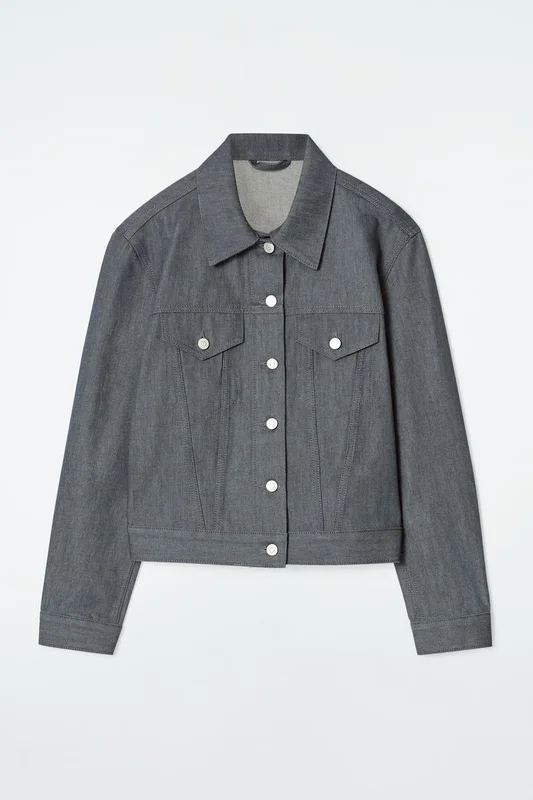 COS Women's Oversized Raw Denim Jacket in Grey