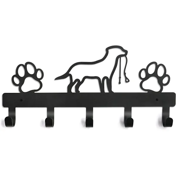 Hunde-kobbelholder for vegg, metall hundekobbelkroker for dekorativ vegg, hundekobbelhenger arrangør veggmontert med 5 kroker, oppbevaringsorganisator
