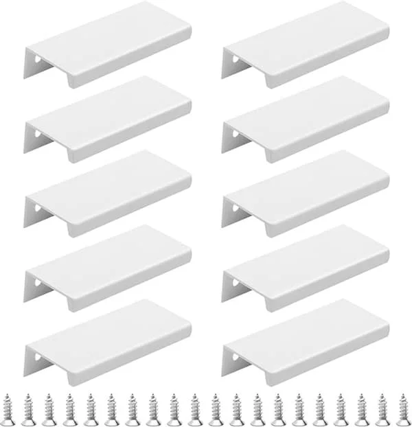 10 stycken dolda möbelhandtag möbelhandtag fyrkantigt handtag handtag för skåp skåp 8cm skåphandtag osynligt dolt dolt drag vitt