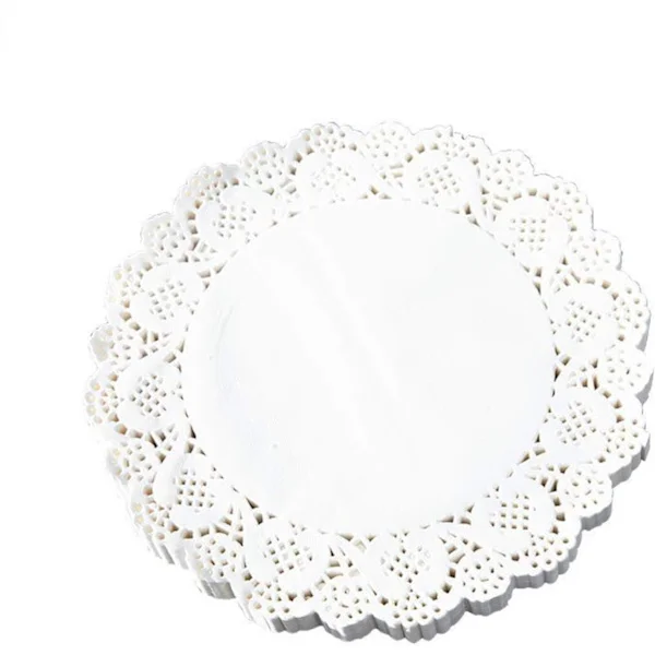 Runde papirduker, 150 stk hvite blonde papirduker kakepapirmatter til fest- eller bryllupsborddekorasjon, 16,5 cm