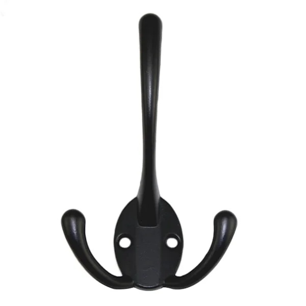 Pack Coat Hooks, Three Hooks Wall Mounted Coat Rack with Screws for Hanging Jacket, Hat, Towel, Scarf, Bag, Key, Cap - Black
