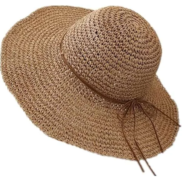 Straw Hat UV Protection Sun Hat Handmade Wide Brim Hat for Travel Decoration Summer Holiday Decoration