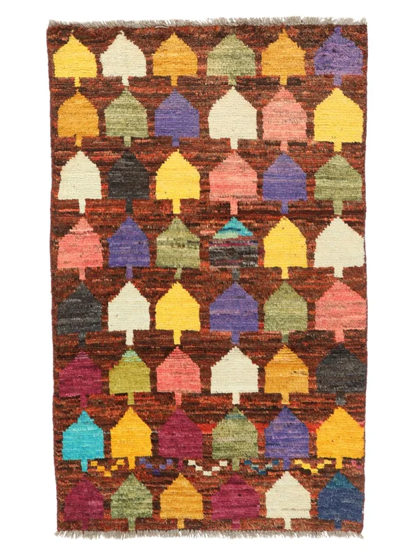 Hand Knotted Berber Colourful Rug 73X120 Wool Dark Red/Orange Small