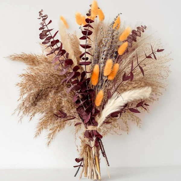 Autumn Bouquet with Dried Flowers, Bohemian Style Home Decor, Vases, Porches, and Indoor Floral Arrangements