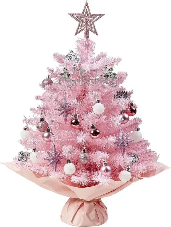 Mini Juletre Rosa Juletre Kunstig Juletre Lite Juletre Høytids Bordplate Juletre Høytidsdekorasjon