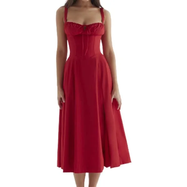 Mode Print Bustier Sundress Dragsko Lace Ärmlös klänning för kvinnor