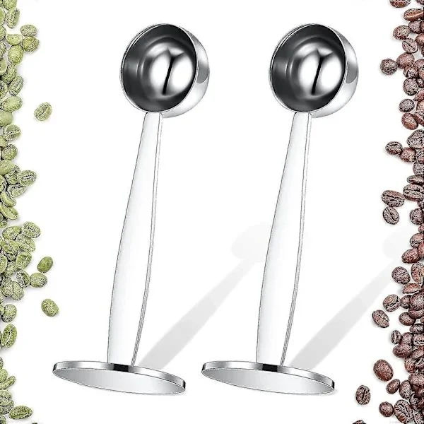 2 Stykker Kaffeske Rustfrit Stål Espresso Tamper 50 mm To i Én Måling og Espresso Kaffe Tamper til Kaffebønnepresse Kaffekværn Presse