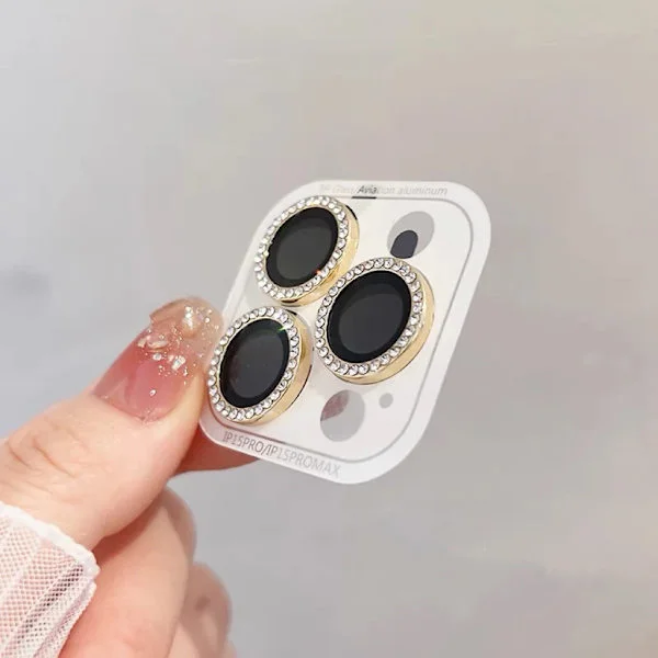 2-3st Lyx Diamant Kameraskydd kompatibelt iPhone 16 15 14 13 12 Pro Max Plus Glitter Ring Lins Glas Bakre Linsskydd Glänsande Skal