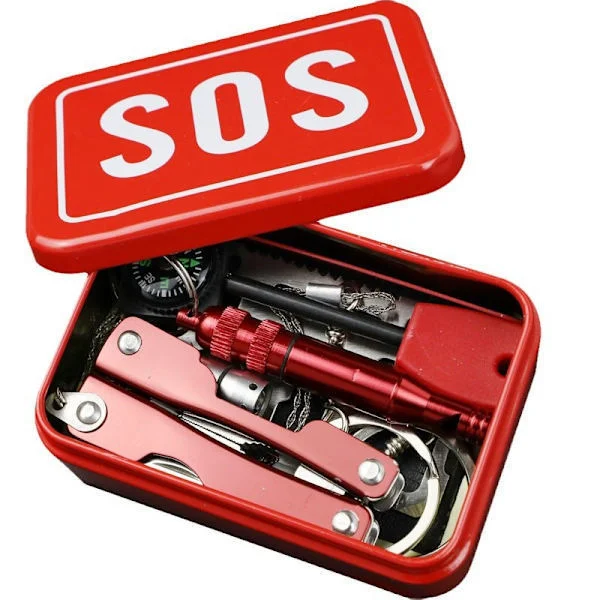 Ulkona selviytymispakkaus, erätyökalupakkaus, hätäpakkaus, SOS-hengenpelastuslaatikko, selviytymispakkaus