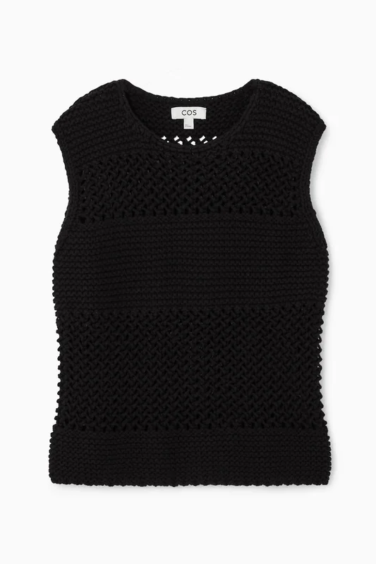 COS Women's Open-Knit Vest in Black