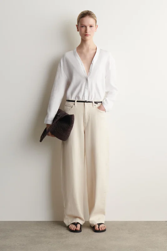 COS Women's Lagoon Wide Leg Jeans in White