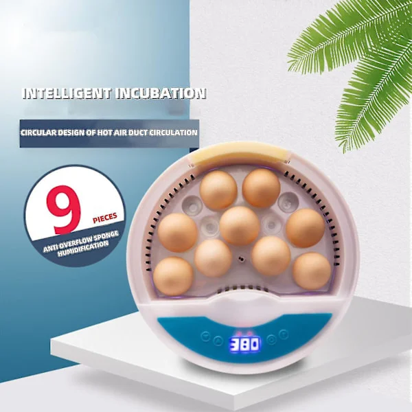 Alt-i-ett rugemaskin (9 egg) - Automatisk Gashapon-rugemaskin med digital temperatur- og fuktighetskontroll.