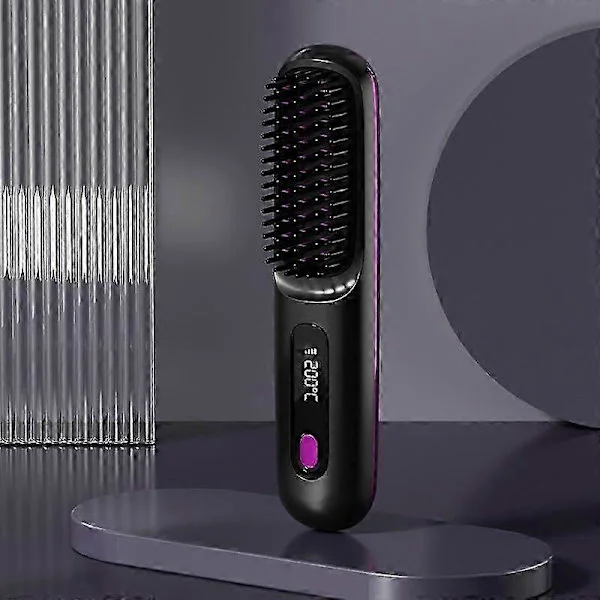 【YD】Cordless Heated Brush / Straightening Brush - Electric Ceramic Brush with USB, LCD and Ion Function, Rechargeable