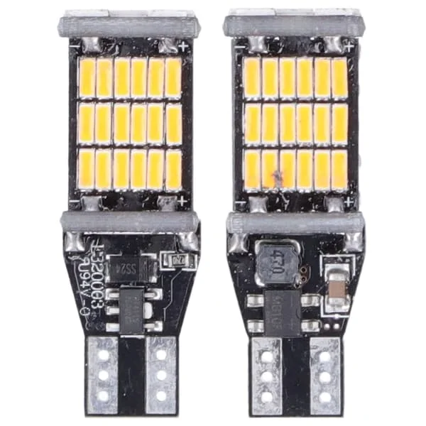 2 stk. LED-pærer til bil, baklys, parkeringslys, reparation, vedligeholdelse, bilkomponent til T15 W16W-model, gult lys