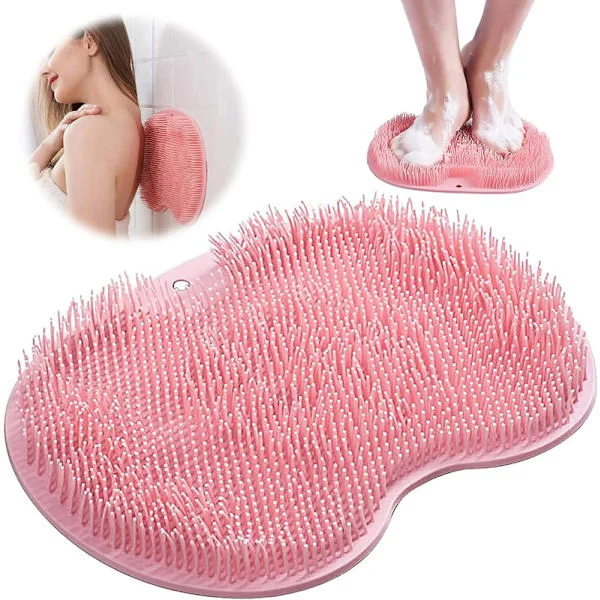 Foot and Back Scrubber for Shower – Wall Mounted, Bathroom Foot Massage Pad, Silicone Suction Non-Slip, Shower Foot Scrubber Mat, Exfoliating Bath Pad