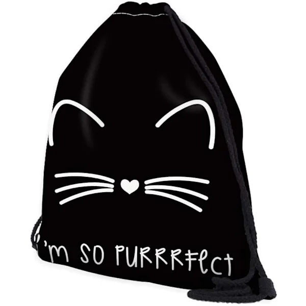 Cute Cat Drawstring Bag - Large Sports Backpack for School, Gym, and Travel - Kids & Adults - Women & Men