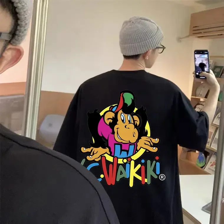 AliExpress - T-shirt graphique Singe Lc Waikiki pour hommes et femmes, t-shirts College double face, t-shirts décontractés à la mode, t-shirt à 