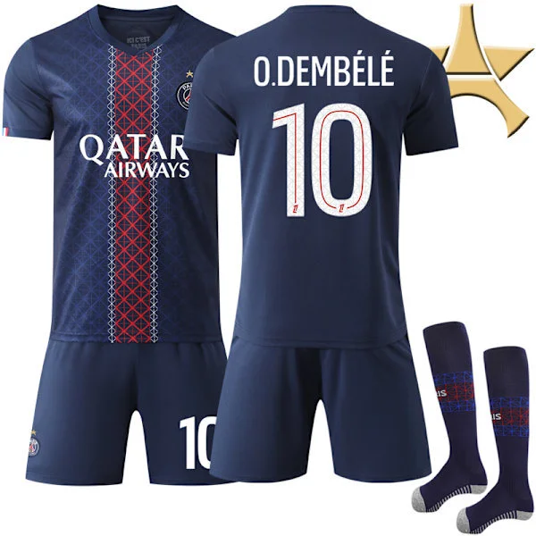 【BQ】25-26 PSG Hjemmefotballdrakt Barn Voksen Nr.10 Dembélé Drakt 1-Stjerners Champions Edition 24 1-stjerne Nr. 10 Dembélé