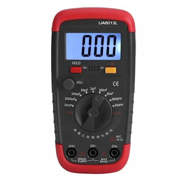 Professionell Kapacitansmätare, Digital Kondensatortestare 0.1pF - 20000uF med Kapacitansmätare med LCD-bakgrundsbelysning och Skyddsjacka Max 1999