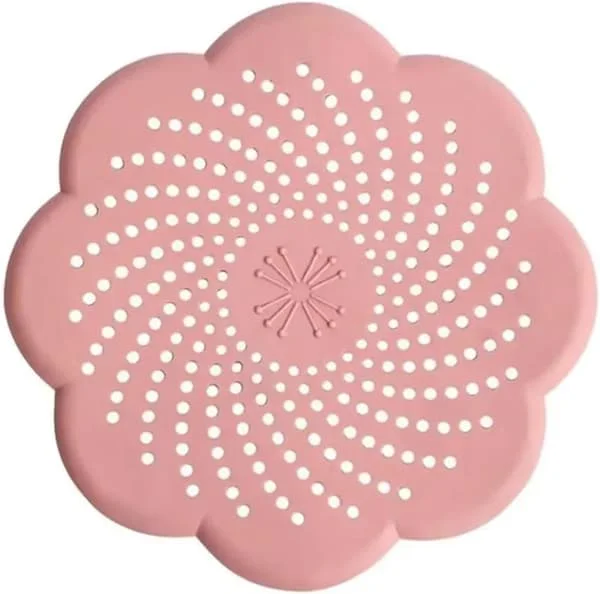 Blomformad silikon golvbrunnssil, nät, diskbänkssil, anti-igensättnings badrumstillbehör (rosa)