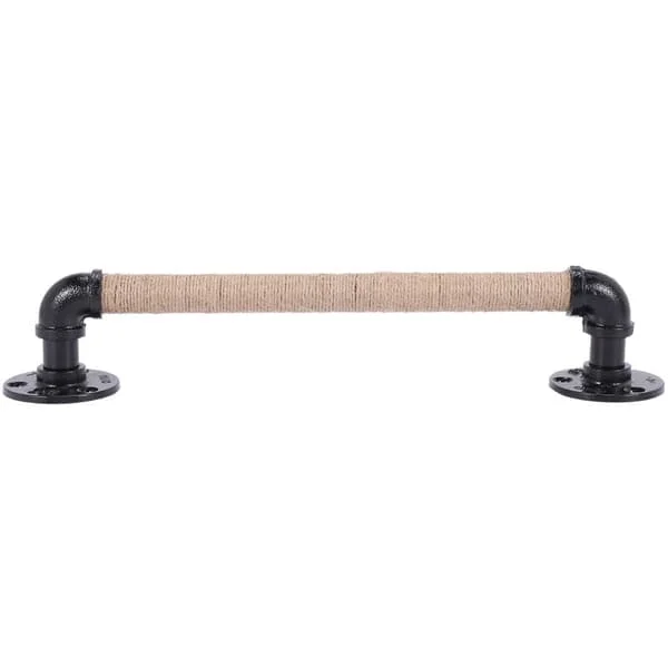 Industrial Style Furniture Handle Tube Vintage Antique Black Sliding Door Handle European Wrought Iron Rope Handle