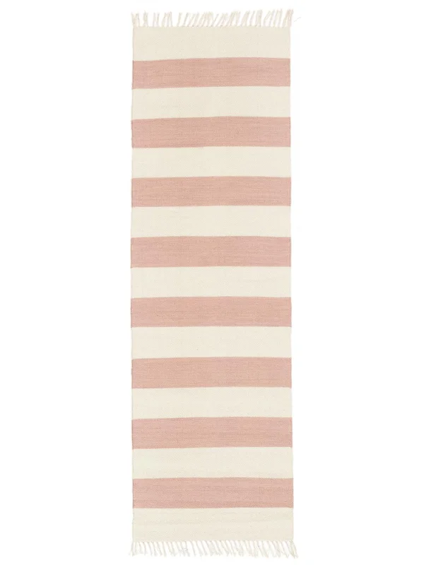 Cotton Stripe 80X250 Piccolo Rosa Passatoia Tappeti Cotone Tappeto