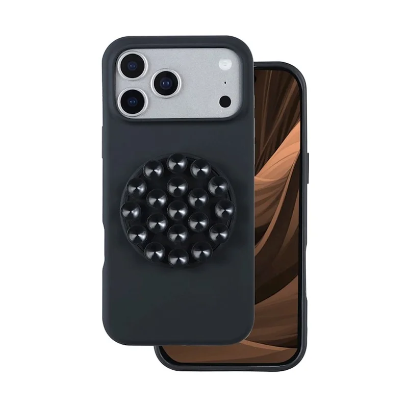 Støtsikkert iPhone 17 Pro Max mobildeksel med sugekopp / Silicone Stick deksel - Svart