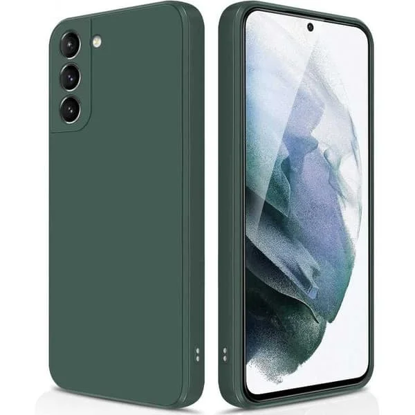 【NX】Kompatibel med Samsung S22 Skal, Matt Grönt Gummerat Skal med Kameraskydd