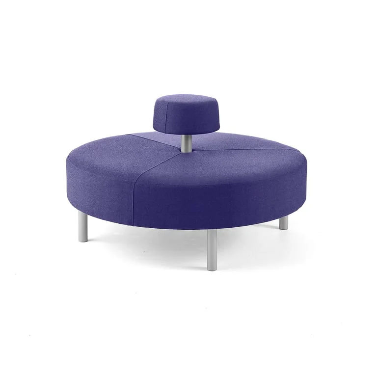 Ottoman DOT with rounded backrest, Ø 1300 mm, Medley fabric, blue-purple