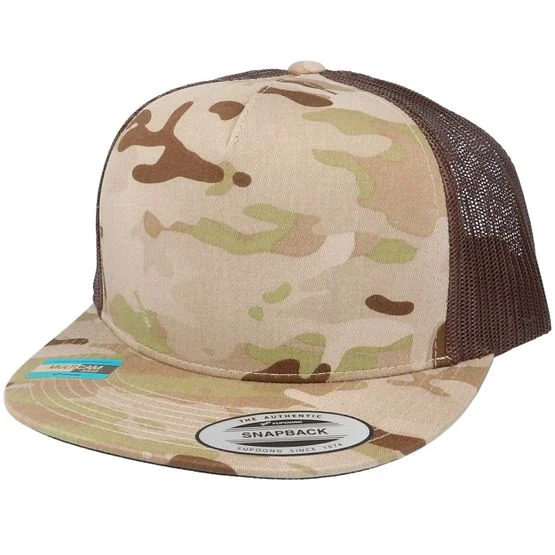 Yupoong - Multicam Arid/Brown A-Frame Trucker Snapback Trucker Camo Cap - @ Hatstore