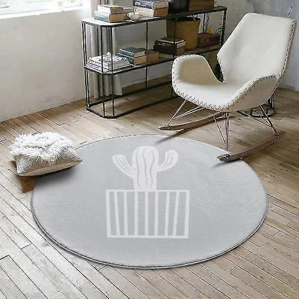 【YD】60x60cm Rund Baderomsmatte Sklisikker Myk Matte for Baderom Soverom Lekerom Stil D