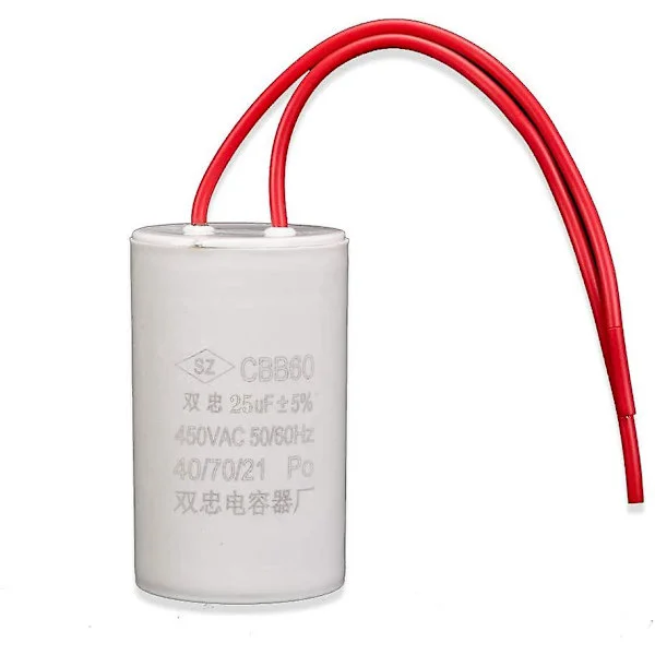 25UF CBB60 AC 450V Liten Volym Kondensator Dubbeltråd Tvättmaskin Motor [DB]