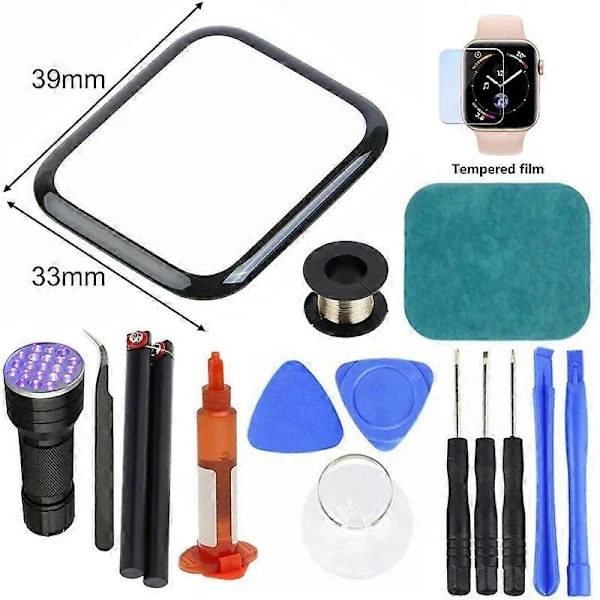 【NX】Precise Out Front LCD Glass Protector Replacement UV Glue Touch Screen Repair Kit Kompatibel med Apple Watch 2/3/4/5/6 Series 38mm 42mm 40