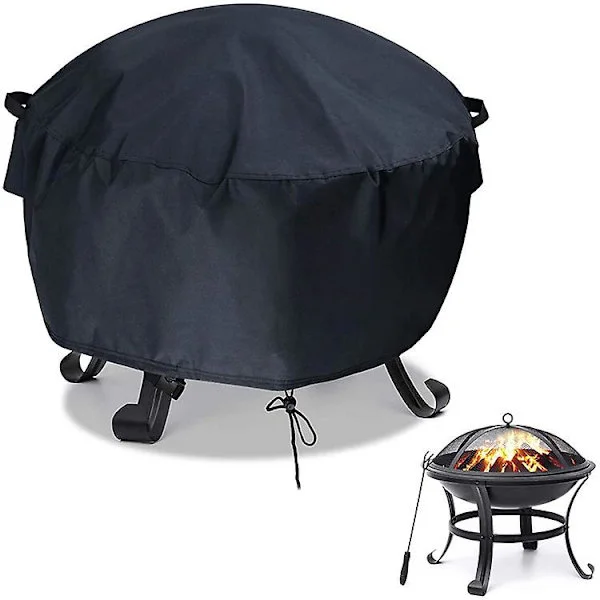 Bålpannedeksel, Rund peis Bålpannedeksel Heavy Duty 420d Oxford-stoff Med Tykk Pu-belegg Vanntett Terrasse Bål(122X46CM)