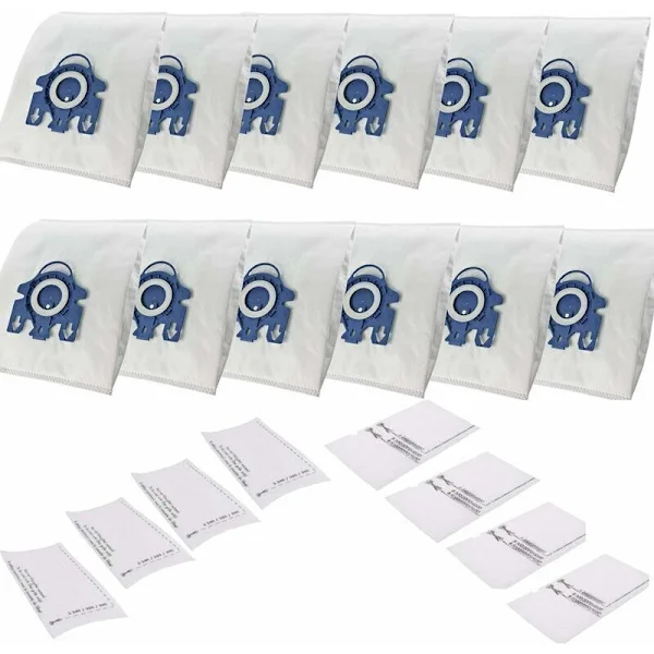 Förpackning med 12 dammsugarpåsar kompatibla med Miele GN 3D Complete C2-C3 Classic C1 Cat & Dog S 8340 Powerline Silence Ecoline