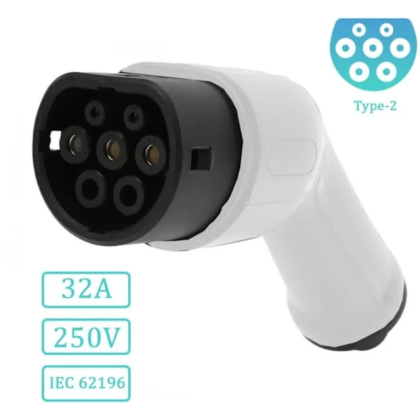 EV + Ladekabeludtag til Elbil Type 2 IEC 62196, Erstatningsudtag til Ladekabel til Elbil, 32A IP44 Beskyttelse EU 250V