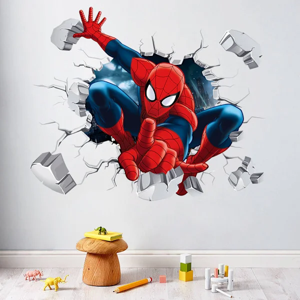 45*60cm Spiderman Väggdekorationer DIY Avtagbara Spiderman Barn Tema Konst Pojkrum Väggdekor Sovrum Barnkammare Lekrum Dekoration Väggdekorationer