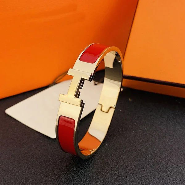 H-format armband, 18K alfabetlås, herr- och damlås, armband för par i rostfritt stål, silver och rött