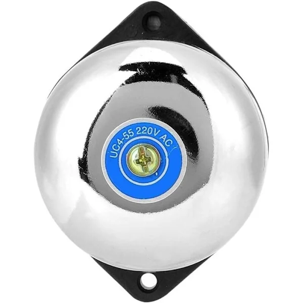 Klassisk industriell dörrklocka i rostfritt stål, 2,17 tums elektrisk dörrklocka i rostfritt stål, 220V 5W, gnistfri elektrisk klocka för inomhusbruk