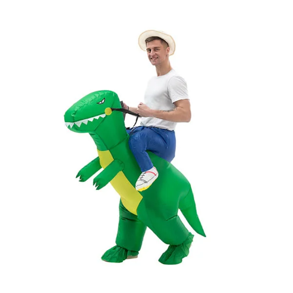 Oppblåsbare kostymer Jule scene Performance Kostymer Halloween Kostymer Grønn Ridende Dinosaur-FX- Grønne Ridende Dinosaurer Voksenstørrelse