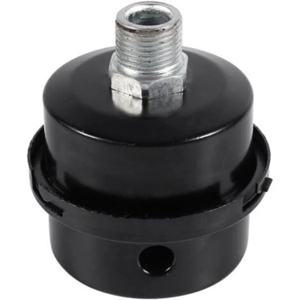 3/8" Black Metal Silent Air Compressor Filter – Reduces Noise and Dust – Easy Installation for Oil-Free Compressors