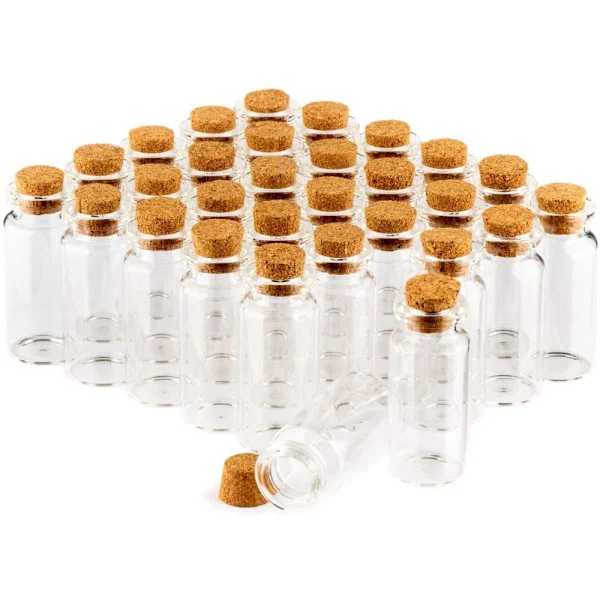 Mini Glassflasker med Korker, Små Glassflasker, Miniflakser, Krydderkrukker Sett, Tomme Prøveglassflasker Krukker, Godterikrukker (30 stykker)