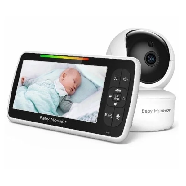 Babyvakt - Babyvakt med 5-tums skärm Plug & Play Babyvakt Svart