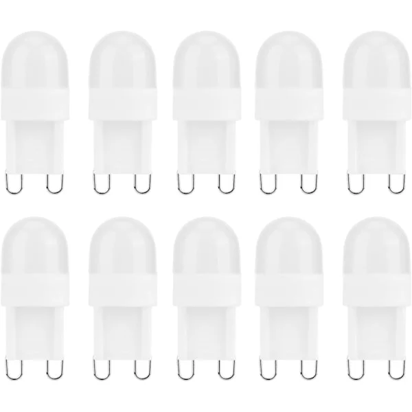 10 stk LED-dimbare pærer, G9 150LM 1,5W 2LED Varmt lys Øyesikker LED-pærer, 30 Watt Halogen Ekvivalent for lysekrone vegglampe