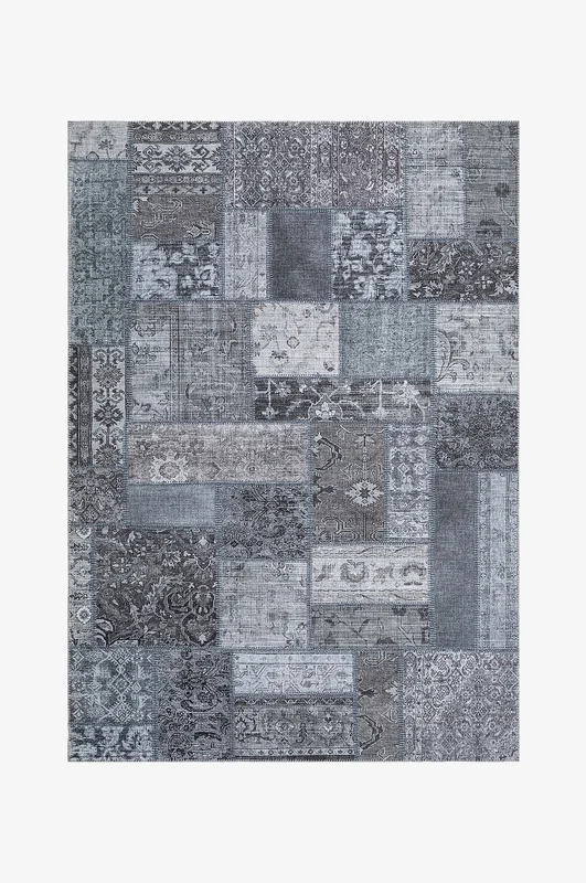 KM Home - Slätvävd Patchwork - Blå - Slätvävda mattor - 300X400 - Från Homeroom