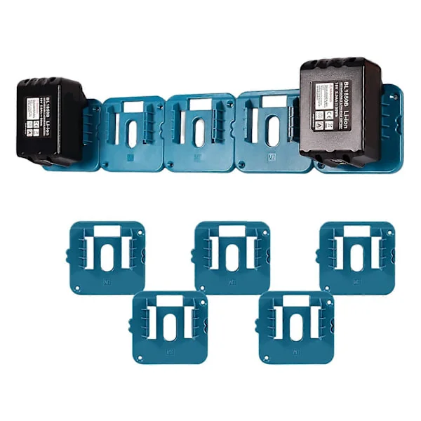 5 stk batteriholder for Makita 14-18V batteri Skalerbar veggmontering for Makita batteri